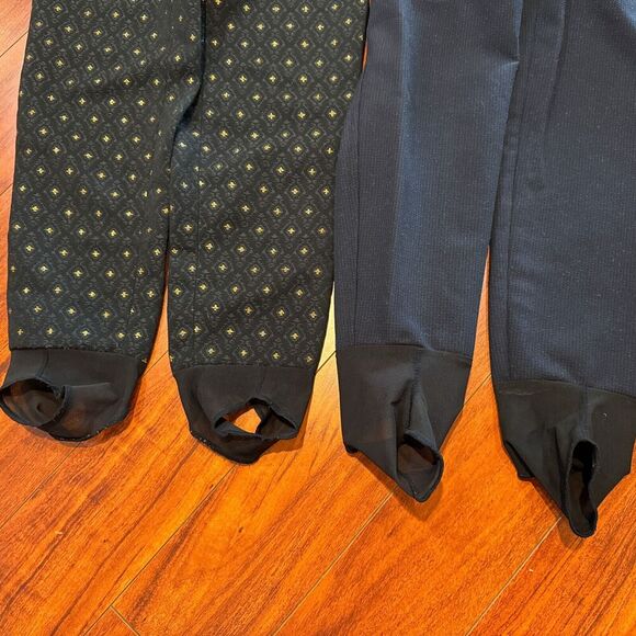 Bogner Lot Vintage Ski Stirrup Pants Two Pairs Blue Pattern and Black Gold Women - Picture 13 of 14